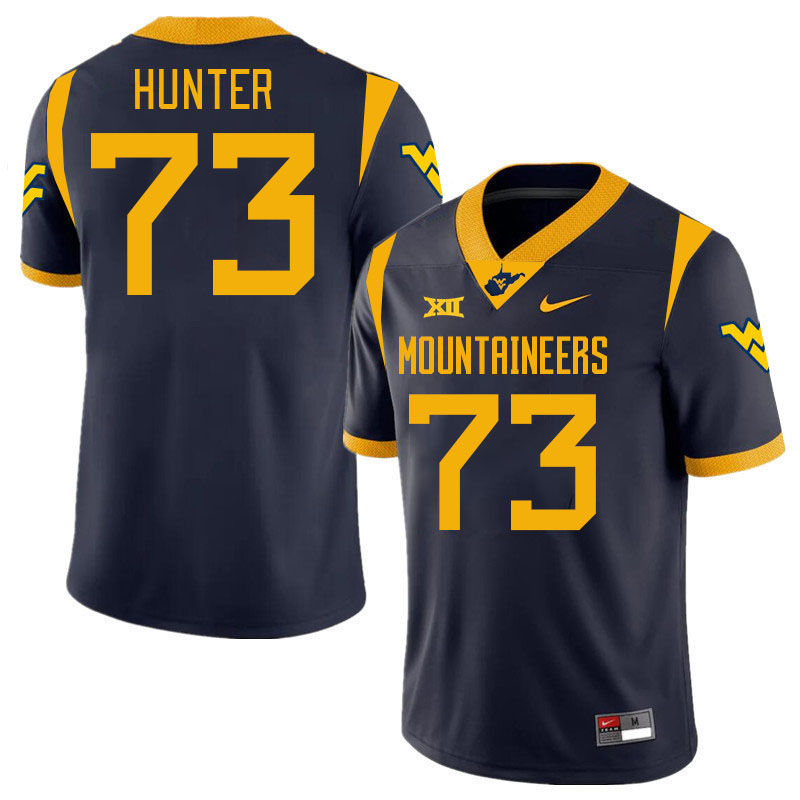 Men #73 Andreas Hunter West Virginia Mountaineers College 2024 New Uniforms Football Jerseys Stitche